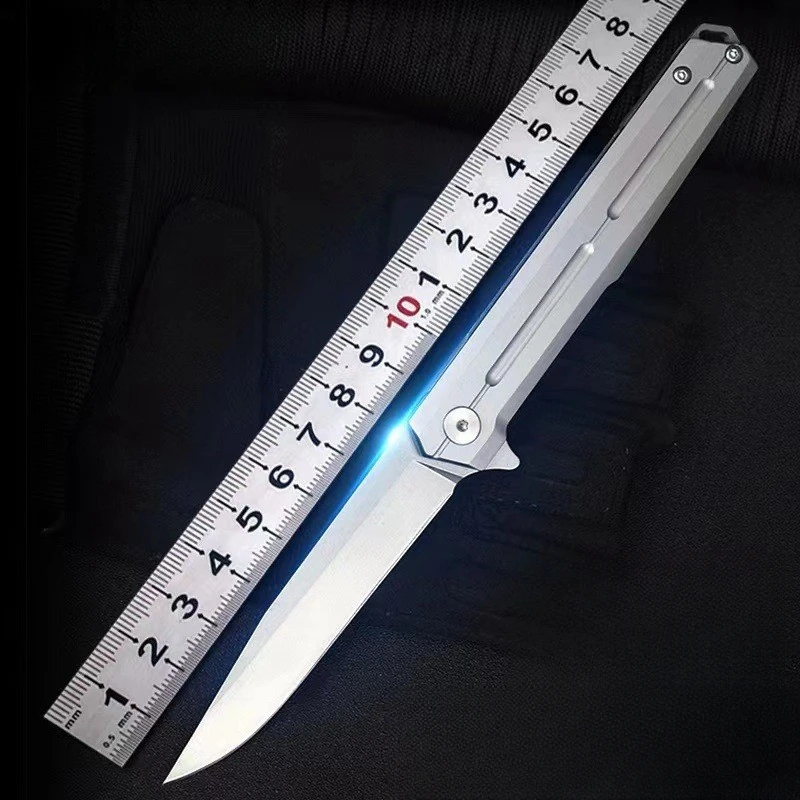 Multifunctional D2 folding knife: CNC grinding, V-shaped blade, all-steel knife, very suitable for outdoor survival, camping