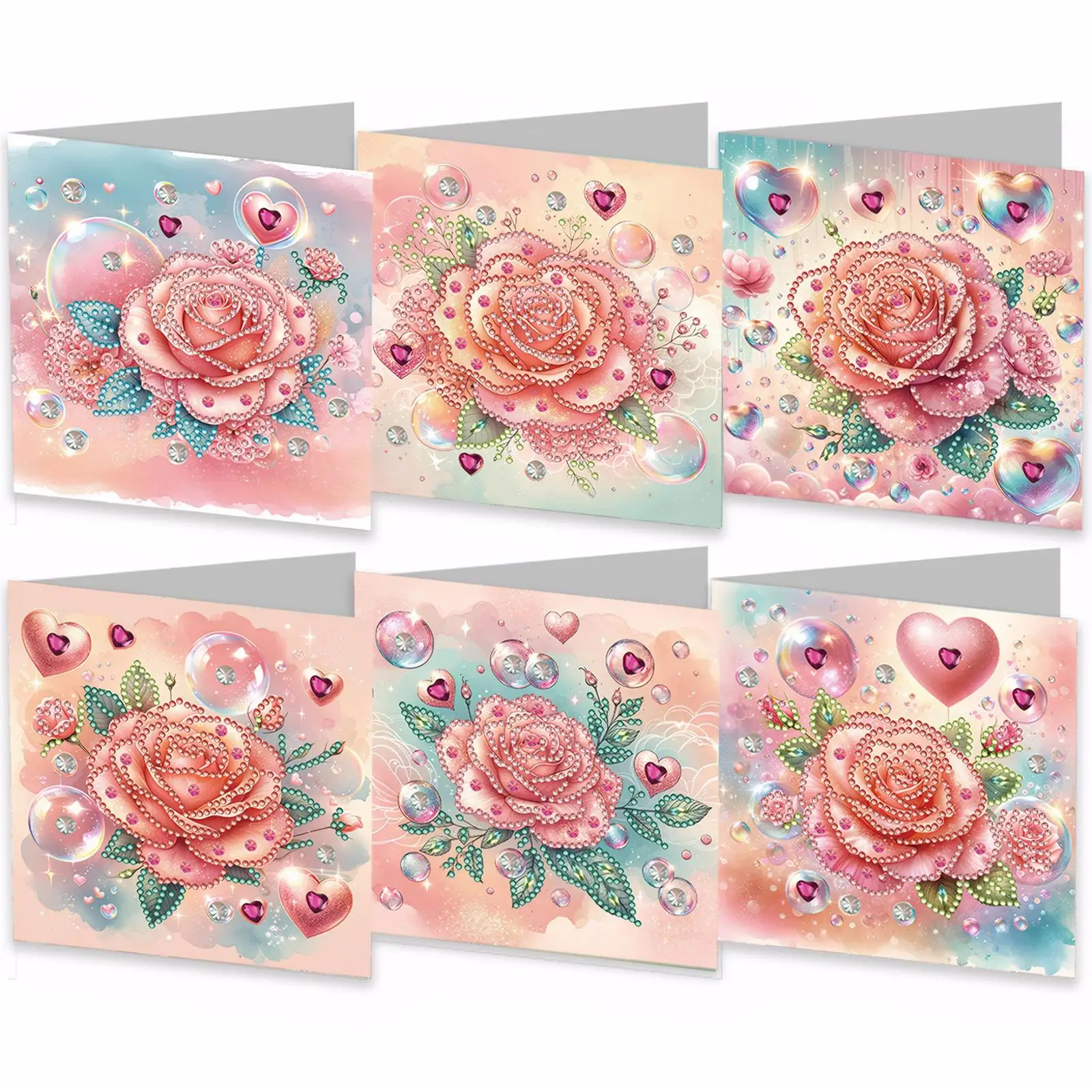

6Pcs Animal Flower DIY Diamond Painting Greeting Card Diamond Mosaic Festival Gift Cards Birthday Gift for Friend
