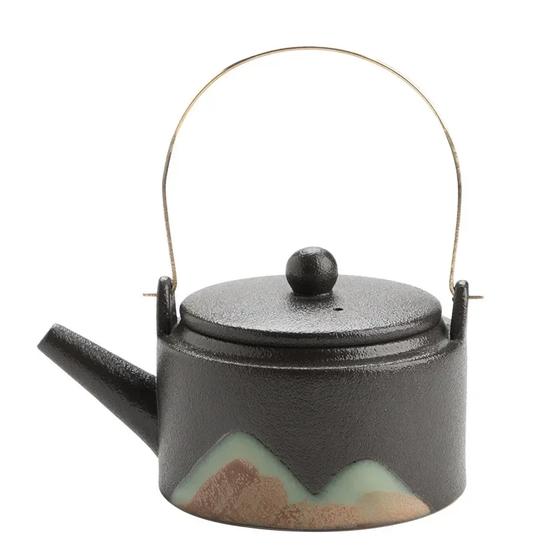 Black Porcelain Ceramic Single Pot, Household Tea Boiler, Kung Fu Tea Set, Vintage Candle Heating, Warm Candle Heating