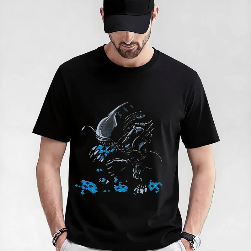 

EATS ALIEN by Letter Sci-Fi Gift T-Shirt Weyland Xenomorph Yutani 100% cotton Short Sleeve Graphic clothes All size tops S-6XL