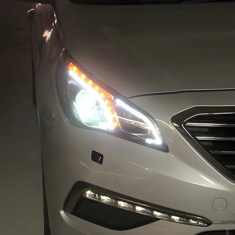 

Автомобильный передний фонарь для Sonata 9 2015-2018, обновленный дизайн Benz E, авто светодиодные фары в сборе, аксессуары для линз проектора