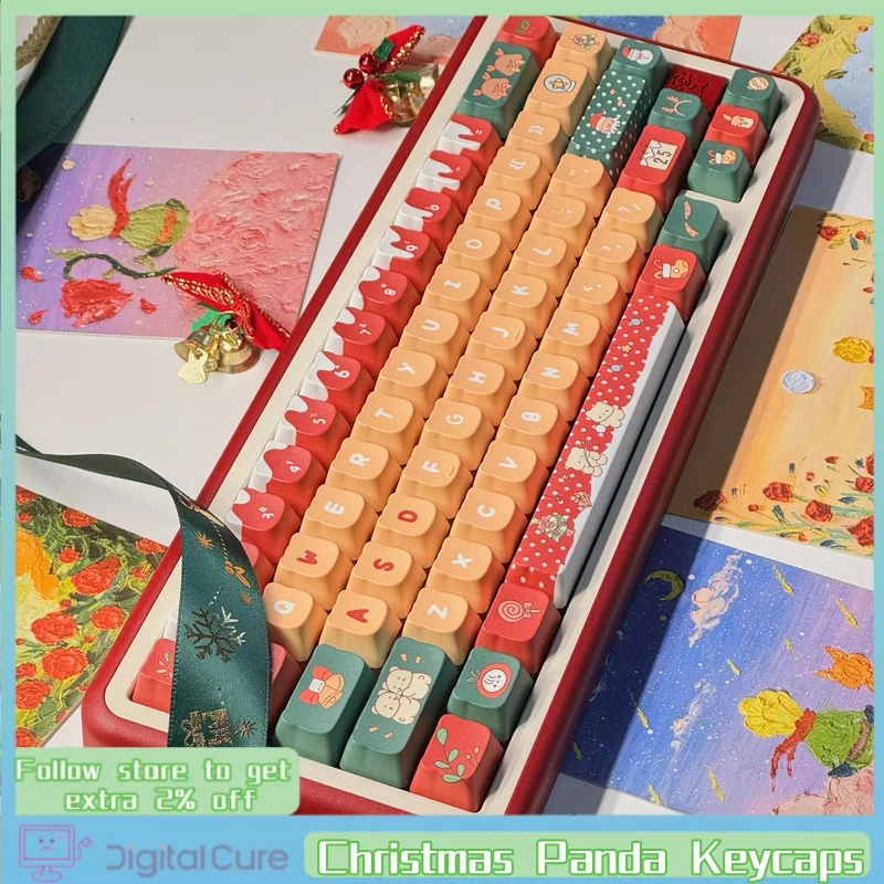 

Рождественские колпачки для клавиш с пандой, высота Pda, 130-клавишная подарочная коробка, материал Ppt, механическая клавиатура, колпачки для клавиш, милые оригинальные колпачки для клавиш, Рождественский подарок