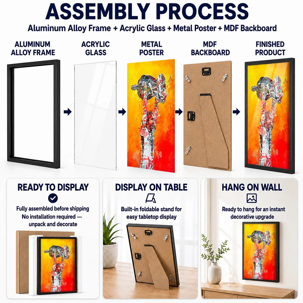 Luka Modric Trophy Metal Poster With Aluminum Alloy Frame Customized Illustration Wall Art For Games Room, Football Fan Gift