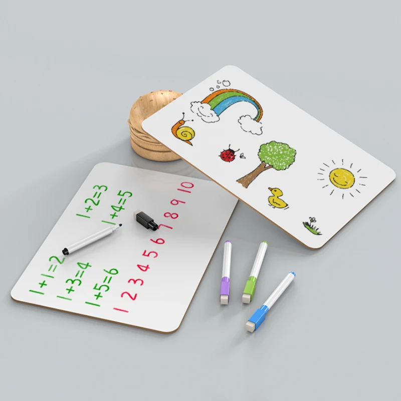 3 Stück tragbare doppelseitige Whiteboards für Kinder im Format A5/B5/A4, rahmenlos, nicht magnetisch, löschbar, zum Zeichnen und Schreiben für die Schule zu Hause – Detail 4