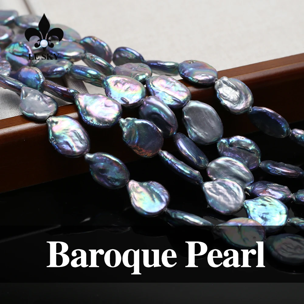 14x18mm Natural Freshwater Black Pearl Beads Baroque Pearl Loose Spacer Beaded for Making DIY Jewerly Necklace Bracelet 36cm