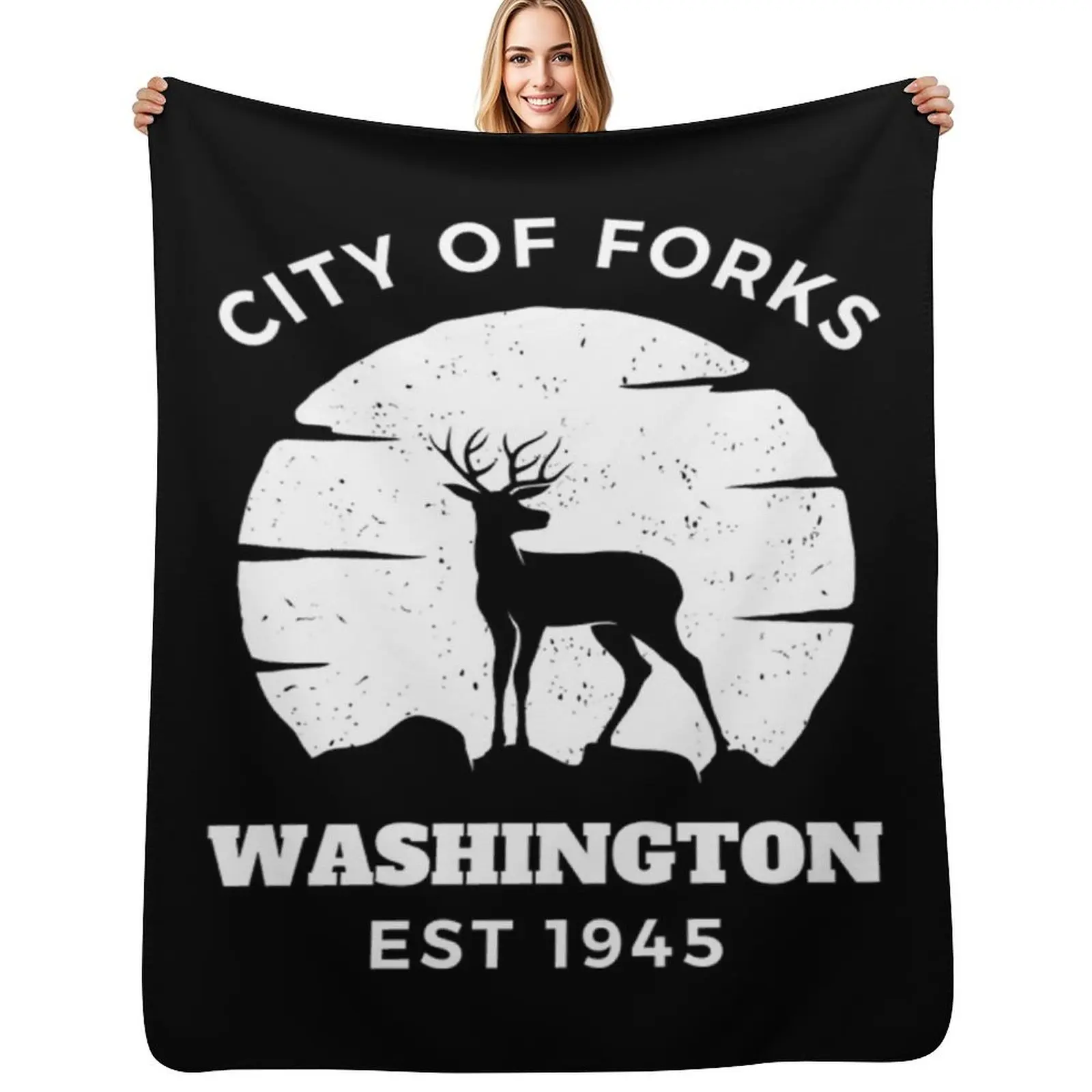 

City Of Forks Washington Est 1945 Tees, City of Forks Est 1945 gift, Forks high school, Nature - City Of Washingto Throw Blanket
