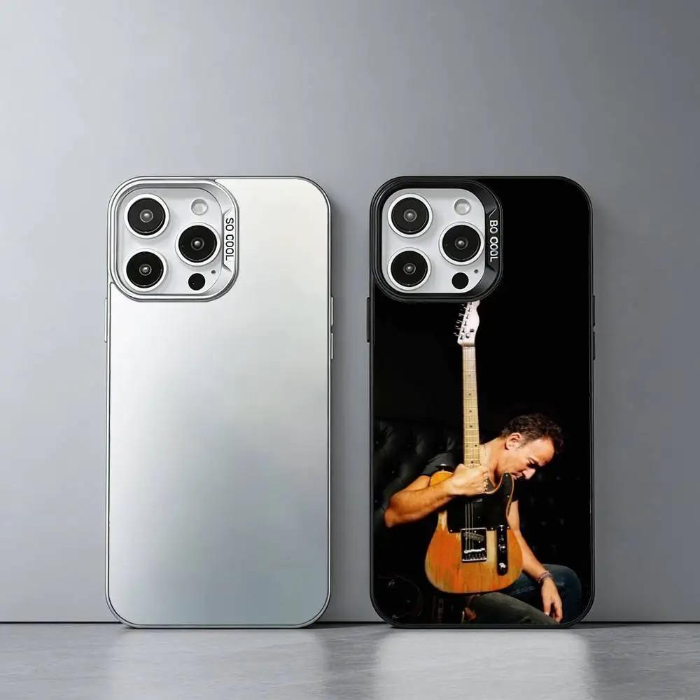 Coque de téléphone The Boss B-Bruce Springsteen pour iPhone 17, 16, 15, 14, 13, 12, 11 Plus, Pro Max, XS, coque de téléphone couleur argent