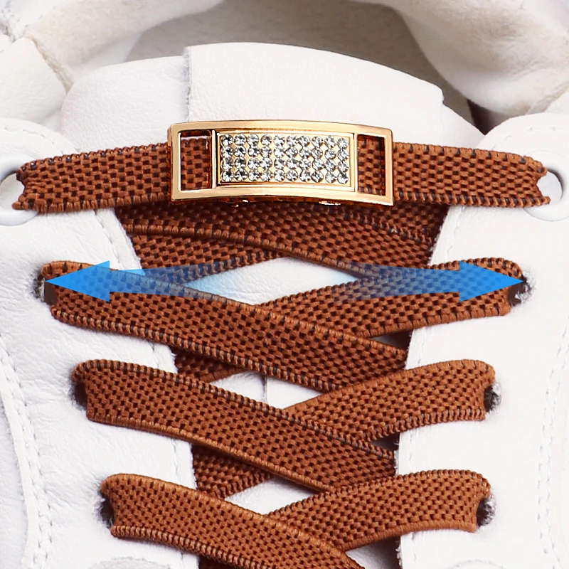 No Tie Shoe laces Diamond Lock Shoelaces Without ties Elastic Laces Sneakers Kids Adult 0.8cm Flat Shoelace for Shoes 1Pair