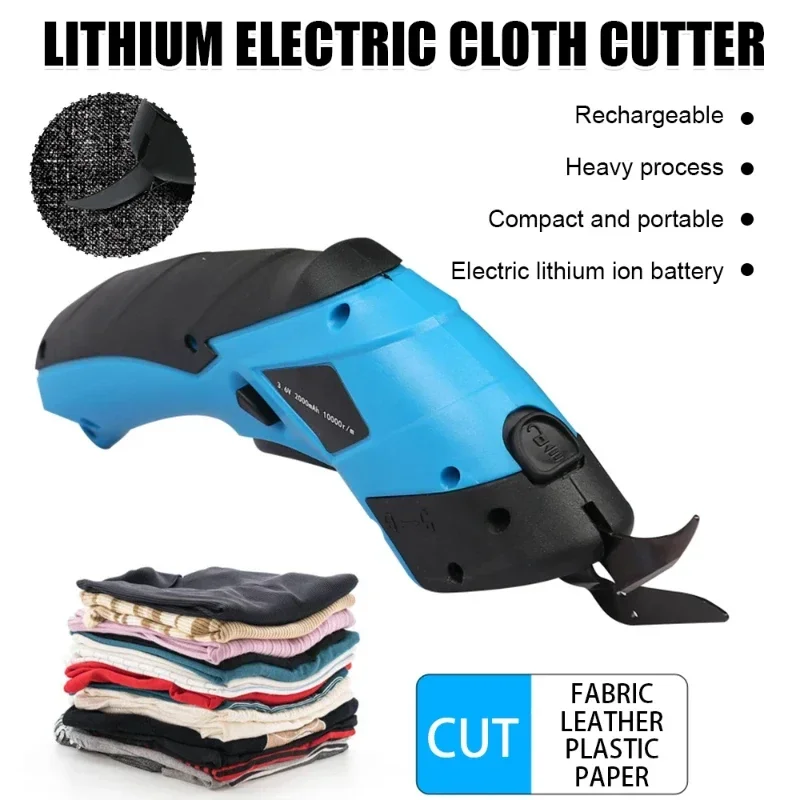 Tijeras eléctricas, máquina cortadora de tela, carga de litio, costura de cuero, tijera de sastre, hoja de acero de tungsteno, herramienta manual portátil