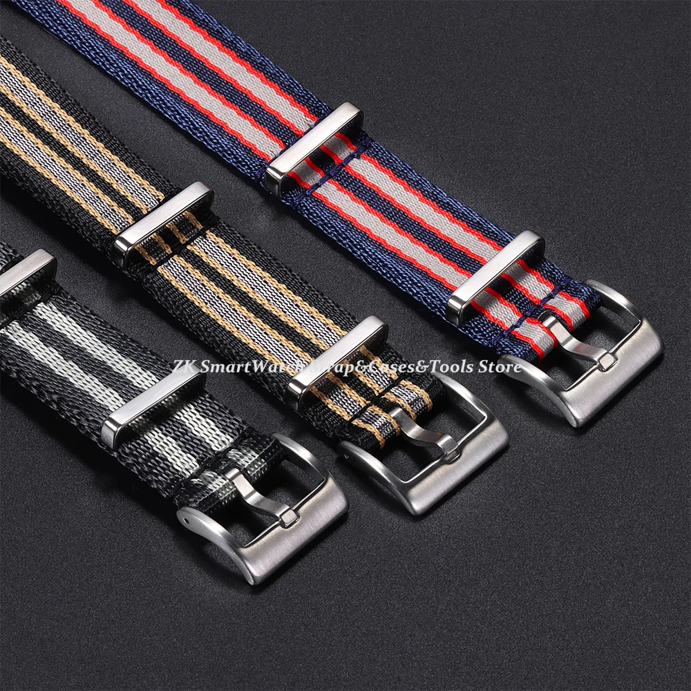 20mm Nylon Watchband 60s French Army Watch Strap for Omega 007 for Rolex Water Ghost for Seiko for Tudor Bracelets Woven Straps
