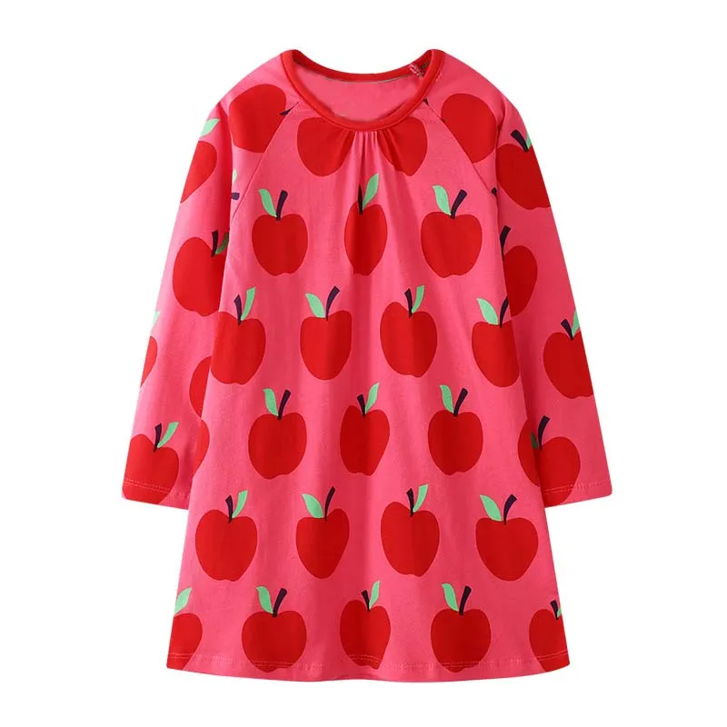 Little maven 2024 Baby Girls Spring and Autumn Clothes Long Sleeves Dress Cotton Pretty and Comfort for Kids 2-7year