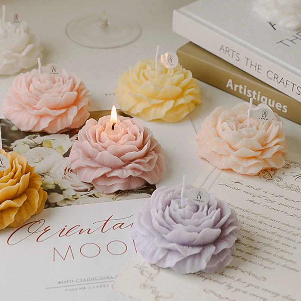 Handmade Peony Candle Scented Candle Aromatherapy Soy Wax Candle Wedding Birthday Candles Party Home Decoration Ins Photo Props