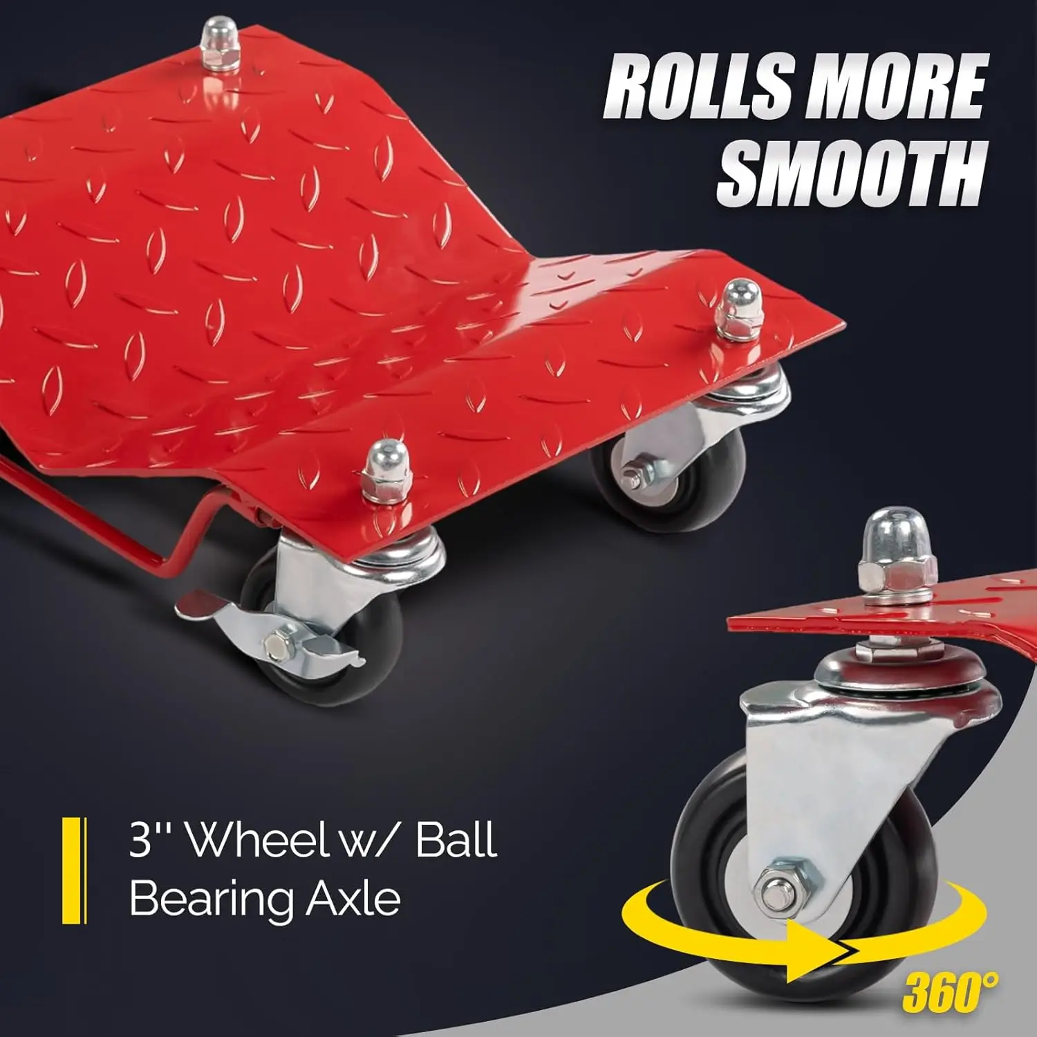

Car Dolly Set of 4, 6000LBS Capacity Wheel Dolly, Heavy Duty Vehicle Dolly Upgraded, Steel Tire Skates with Brakes, Red