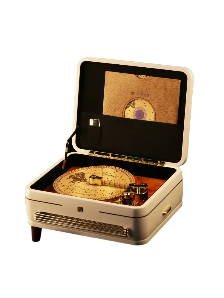 Wooden piano paint 20-tone turntable music box, retro European music box, high-end gifts