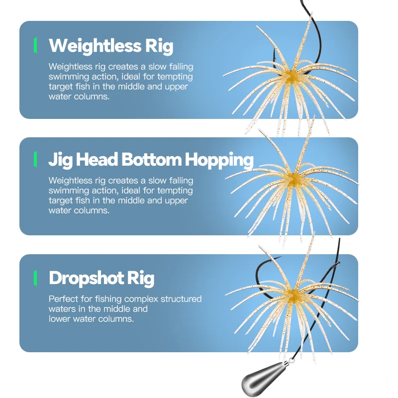 WEIHE 6 Stück Schwimmende Seeigel-Softköder für Outdoor-Angeln Angelköder – Detail 8