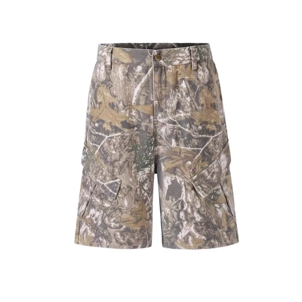 Shorts jeans de camuflagem extragrande masculino, jeans de perna reta, jeans de perna larga, moda de rua, moda retrô, harajuku, hip hop, novo, verão, 2022