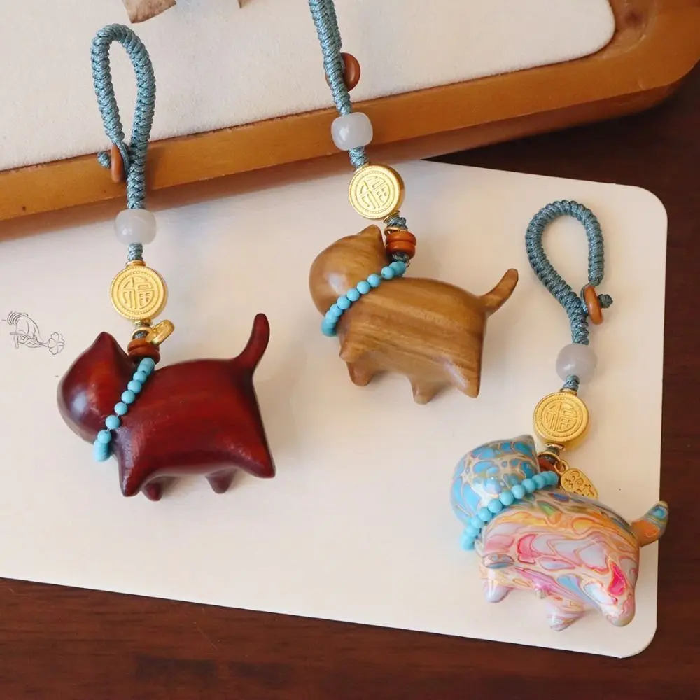 

Creative Kawaii Lucky Cat Keychain Lanyard Fortune Cat Hang Ornament Sandalwood Anti-lost Phone Charm Girl