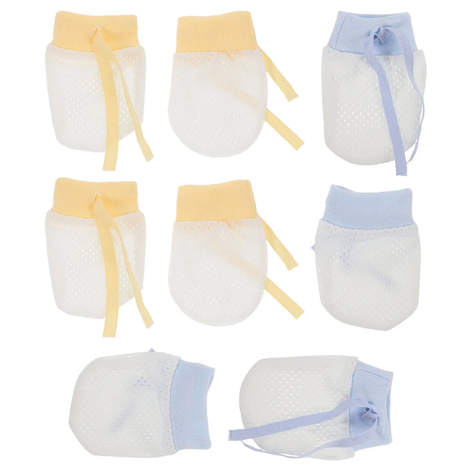 

4Pairs Breathable Baby Mesh Hand Mittens Adjustable Drawstring No Scratch Infant Gloves Summer Thin Newborn 0-6 Months