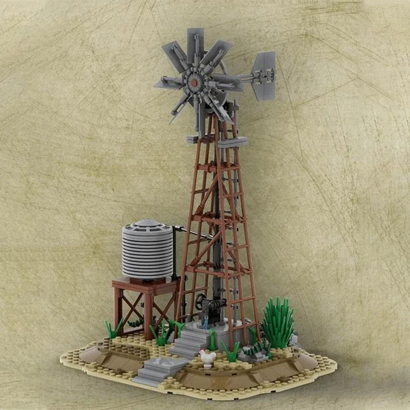 

517pcs MOC Functional Wind-Pump Building Blocks Christmas Gift Educational Master Series Collector Edition Model