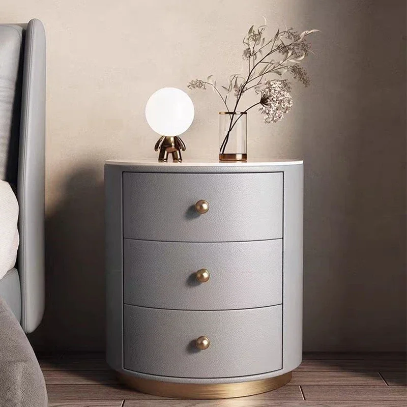 

-New Design Bedroom Multifunctional 3 Drawer Bedroom Furniture Round Bedside Table