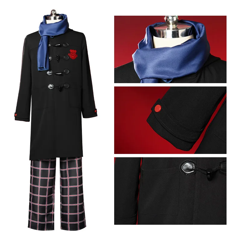 Persona 5 Amamiya Ren Cosplay Costuems Coat Scarf And Pants Anime Uniform For Men