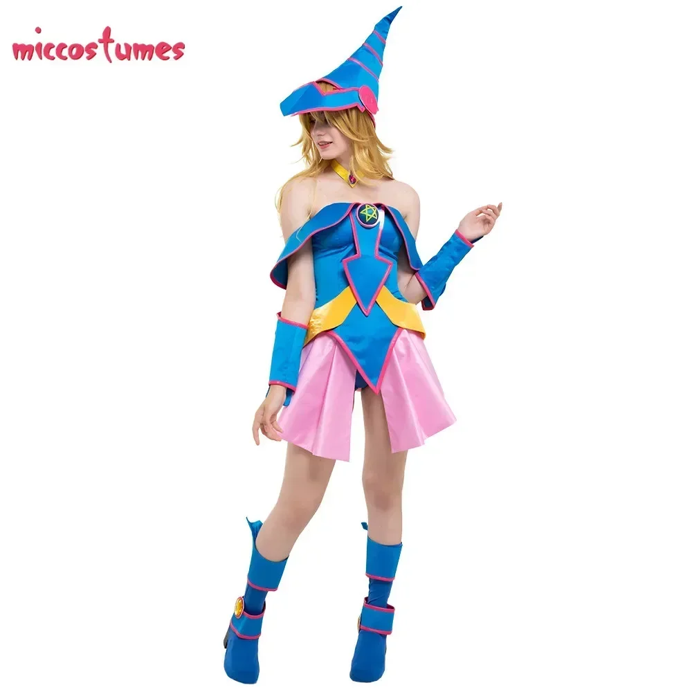 Miccostumes Women\'s Dark Magician Girl Cosplay Costume with Hat for Woman Halloween cosplay costume Outfit