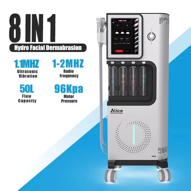 Upgraded 8 in 1 Multifunctional Facial Hydrating Oxygen Machine Hydrodermabrasion Small Bubble Peel and Skin Care System