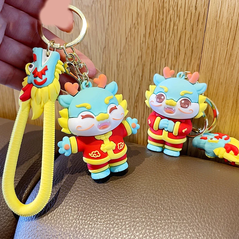 1Pcs ew Cute Dragon Keychain Chinese New Year Good Luck Charm Pendant With Tassel For Bag Purse Car Key Chain Party Decor