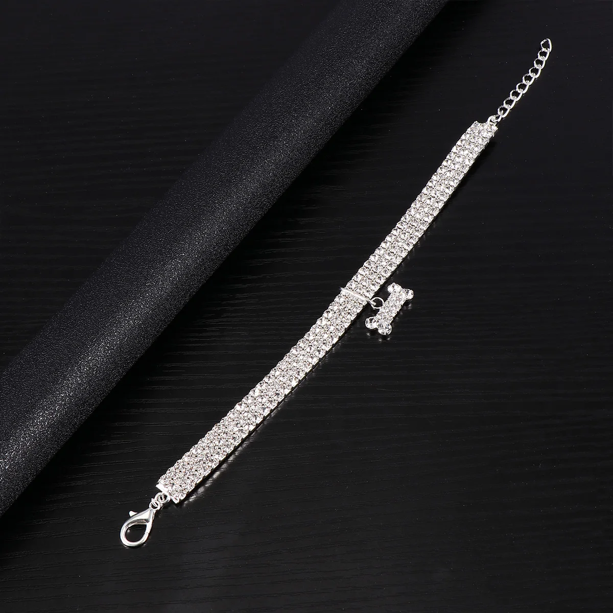 

Rhinestone Pet Collar Crystal Dog Necklace Cat Puppy White Chain Small Size Adjustable Buckle Elastic Cloth Pet Supplies