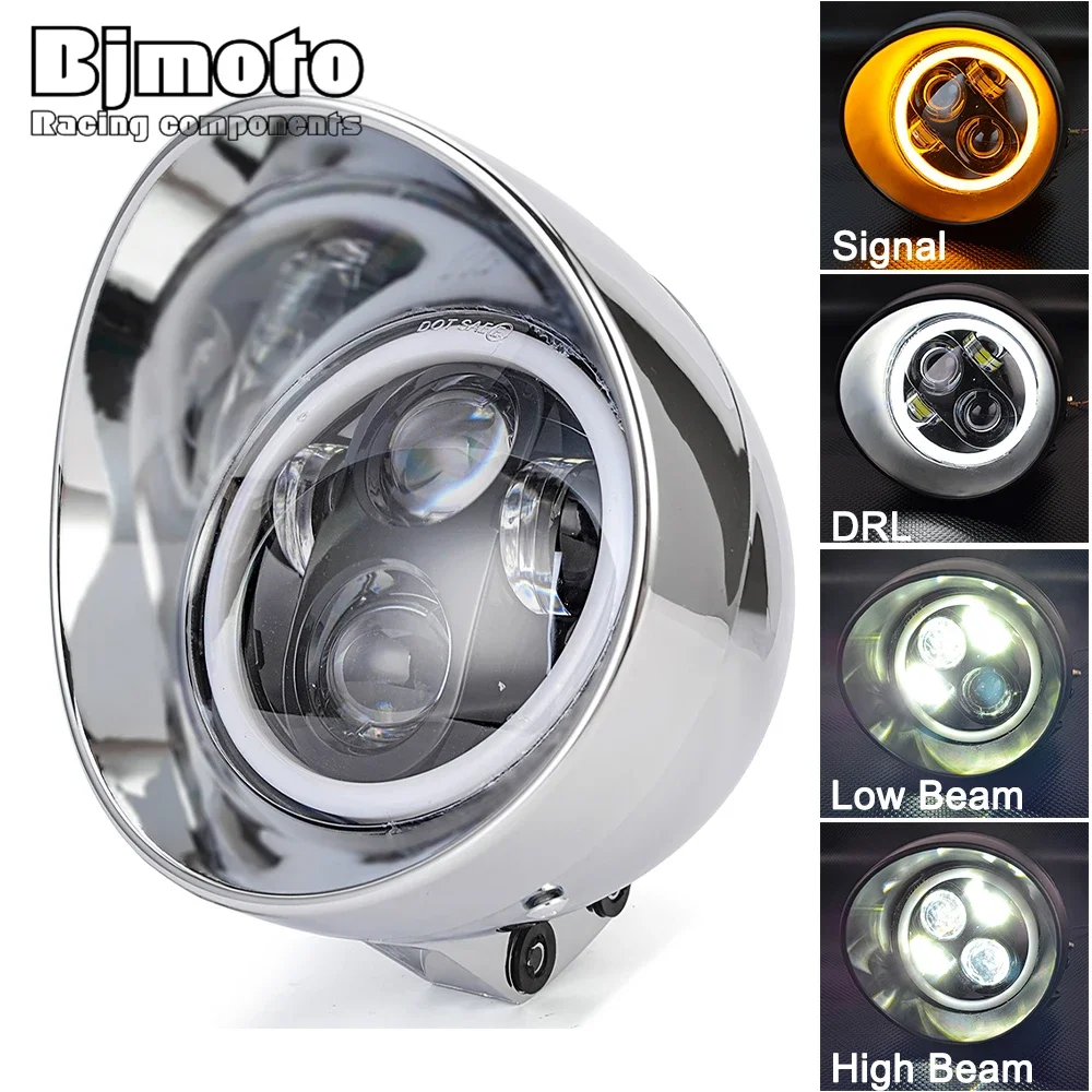 

5.75" Motorcycle custom Headlight For Yamha Honda BMW Harley Sportster Chopper Dyna FXD Headlamp Lighthouse