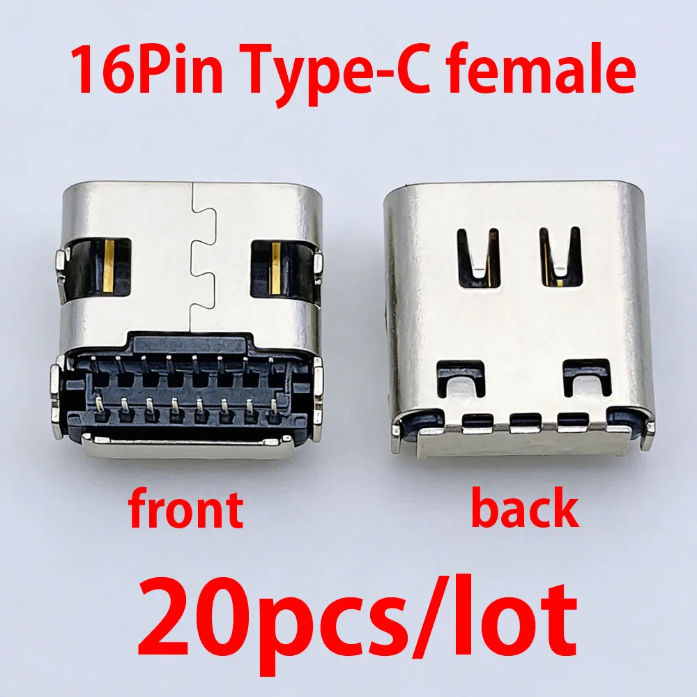20pcs Type-C 16P USB Jack Double Row SMT Socket For JBL STORE 4 5 Bluetooth Audio Portable Small Speaker Power Charging Port