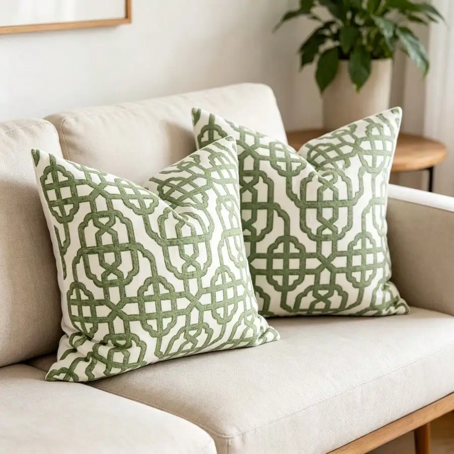 1/ 2pcs Green Summer Wind Boho Floral Square Soft Velet Pillow Cover - Farmhouse Cottagecore Decor, Indoor Room Decor For Couch Bed Chair Car, Sofa, Living Room Decor, Outdoor Home Decor For Garden, Patio, Terrace