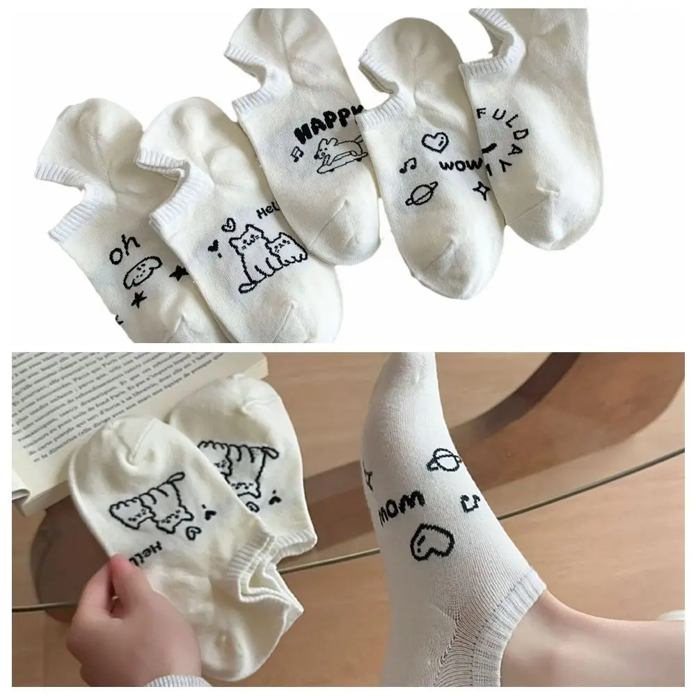 

New Breathable Boat Socks White Color Y2K Sweet Stockings Cotton Thin Invisible Sock