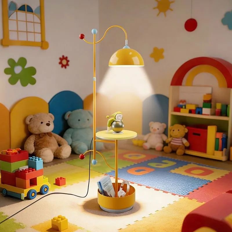 Cartoon Decoration Colorful Atmosphere Floor Lamp Integrated Storage Rack LED Standing Light Children’s Room Home Decor Fixtures
