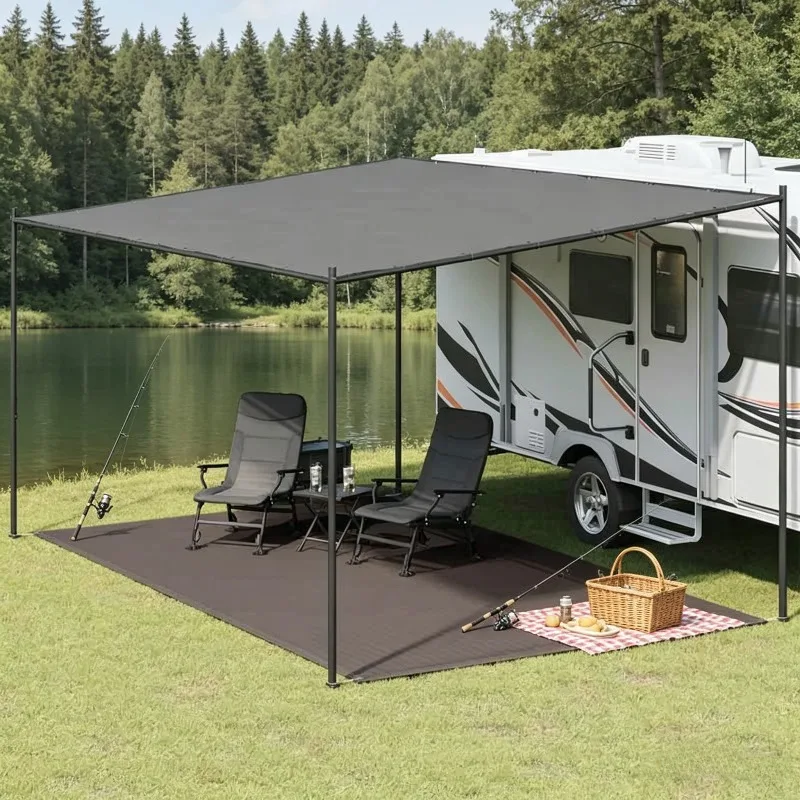 Tapis de tente 300 x 600 cm Anthracite Idéal pour la terrasse et le camping, style moderne