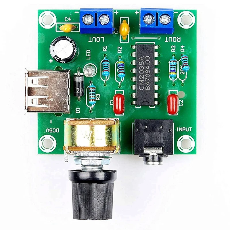 2X Mini Power Amplifier Board 5W+5W Hifi Two-Channel PM CM2038 5V USB Supply Power Audio Amplifier