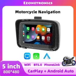 Modelos de navegación GPS portátil para motocicleta, IPX7, impermeable, inalámbrico, Carplay, Android, Auto