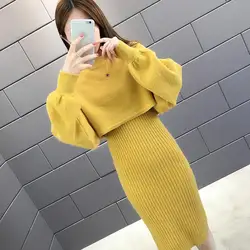 Green Woman Dress Knitted  Yellow Dresses for Women Clothes Crochet Knee Length Midi Cover Up A Line Chic and Elegant Pretty Y2k