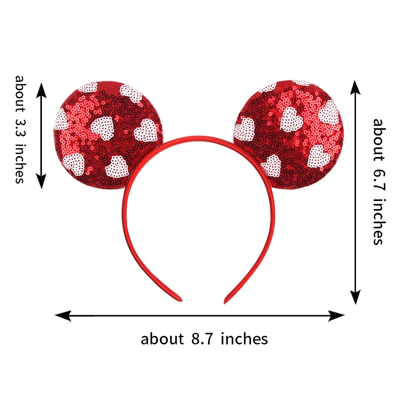 2024 Valentine\'s Day Mouse Ears Headband For Girls Women Sequins Love 5\