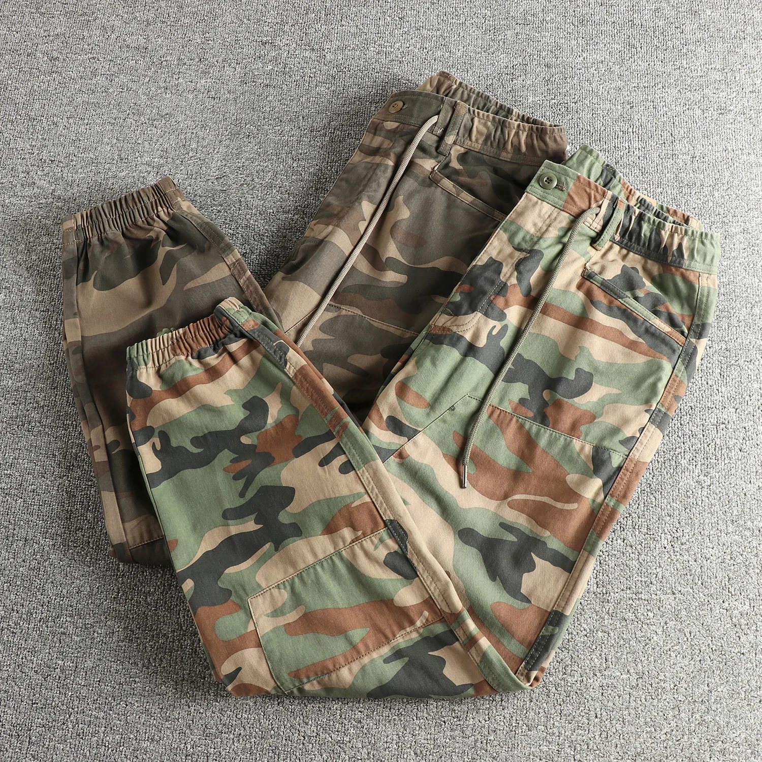 

Retro Washed Camouflage Men's Casual Pants Loose Trousers Pure Cotton Weaving Men's Summer Fashion Casual Trousers