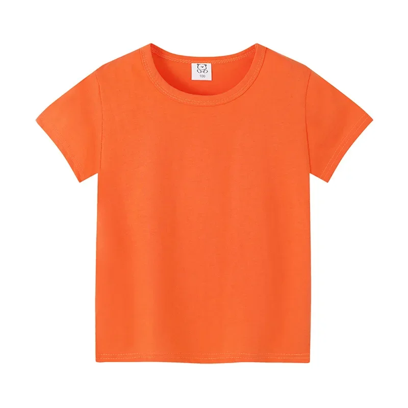 2023 Solid Kids T-shirts Wholesale 4-14 Years Children\'s Casual Tops Tee Classic Color Blank Shirts Wholesale