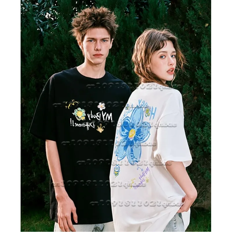 

Новая быстросохнущая футболка с короткими рукавами и 3D принтом Sakura Bee Graffiti для мужчин и женщин, летнее платье в одном стиле для пар