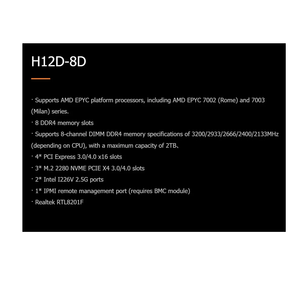 New Huanan Motherbaord H12D-8D For EPYC 7002 and 7003 with one EPYC 7K62 CPU (48 cores 96 Threads)