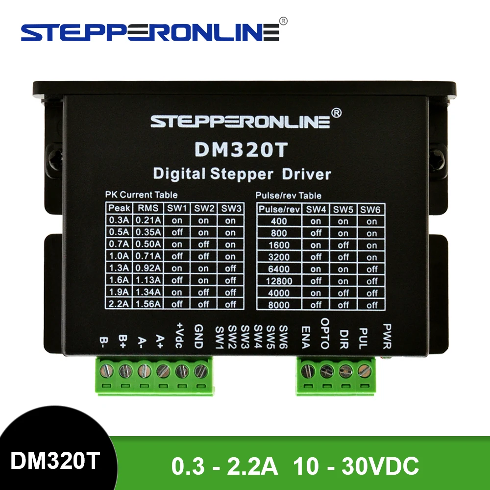 Cyfrowy sterownik krokowy STEPPERONLINE 0,3-2,2 A 10-30 V DC dla silnika krokowego Nema 8, 11, 14, 16, 17