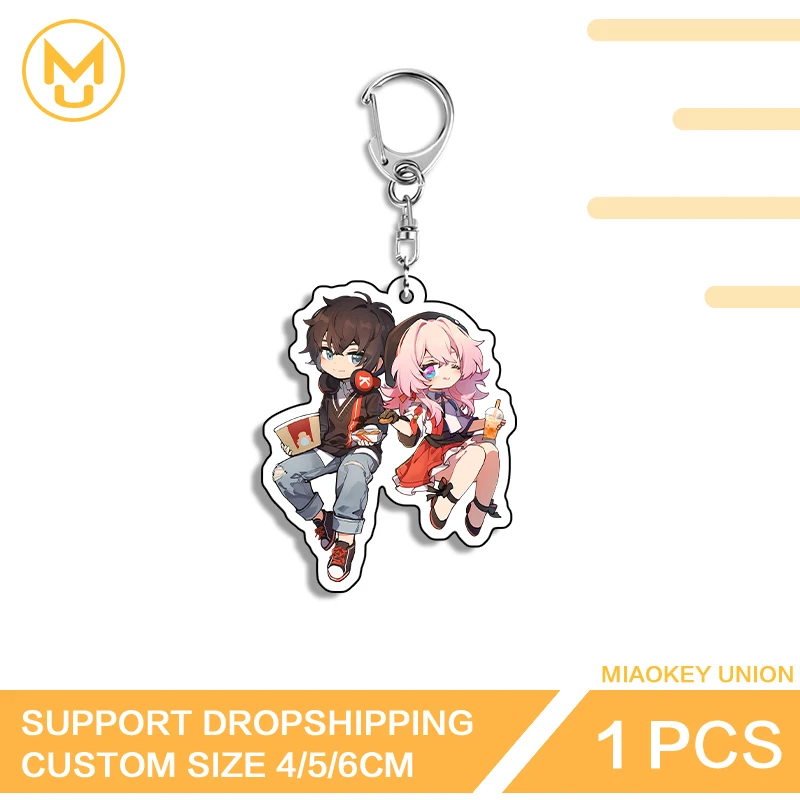Lovely Dan Heng March 7th Honkai Star Rail Funny Lively Double Sided Acrylic Keyring HD Pattern Cosplay Costumes DIY Props