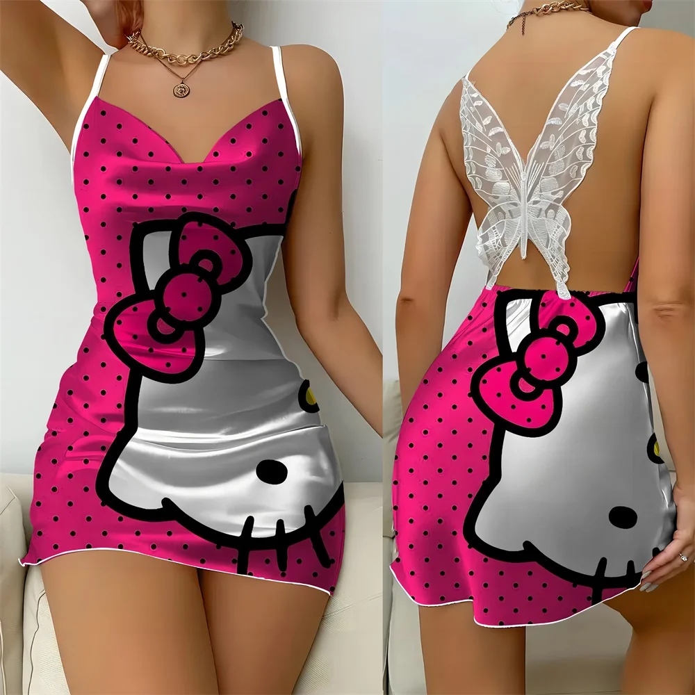 Lencería con borde con volantes, vestidos informales para mujer, ropa de noche para fiesta, camisón Sexy para mujer, vestido de pijama romántico novedoso de Disney