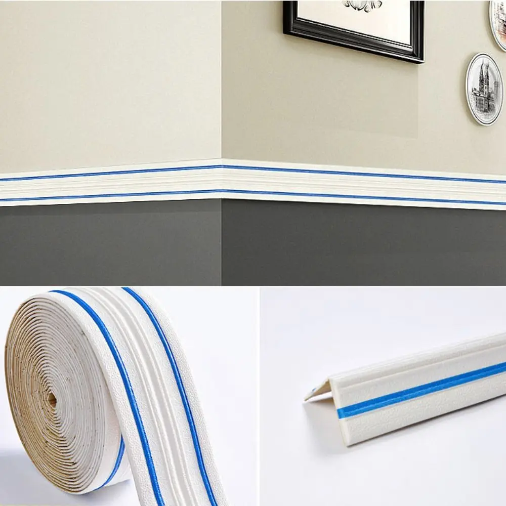 230cmX14cm Wall Trim Line XPE Foam Waterproof Wall Edge Strip Stickers Thicken Self-adhesive Ceiling Decoration Strip Home Decor