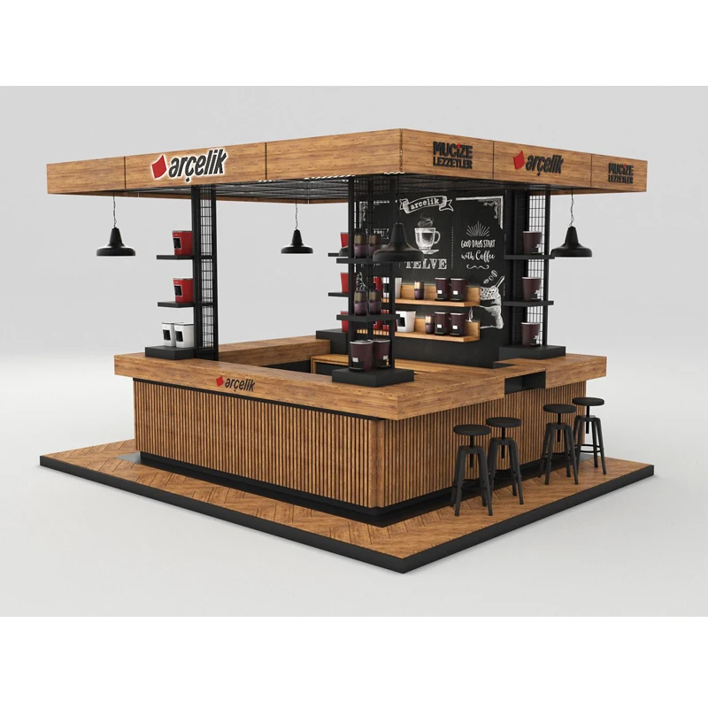 Free Design wooden coffee and beverage kiosk design for  shop decoration 