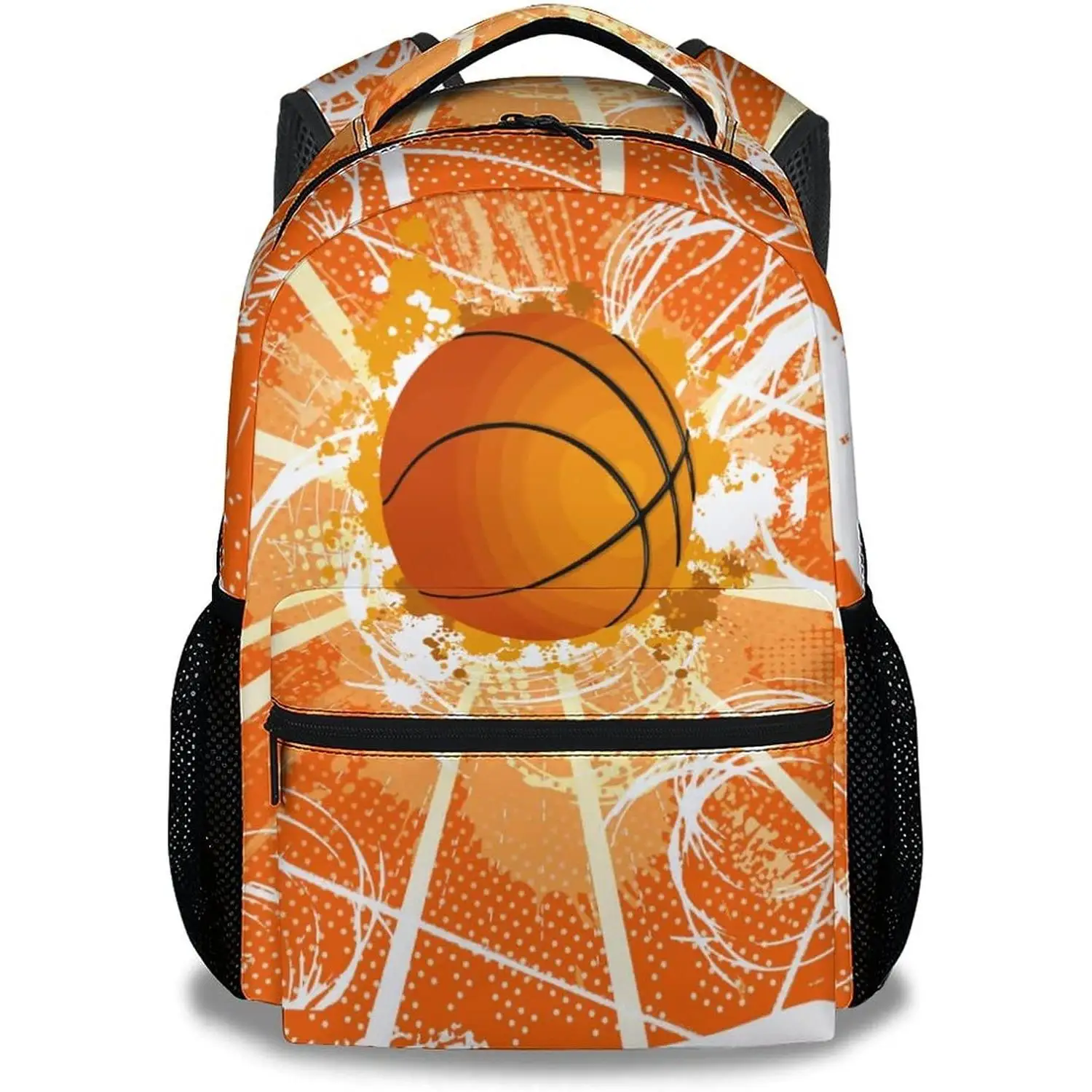 

Basketball Backpack for Girls Boys, 16 Inch Basketball Theme Bookbag with Adjustable Straps, Durable, Lightweight