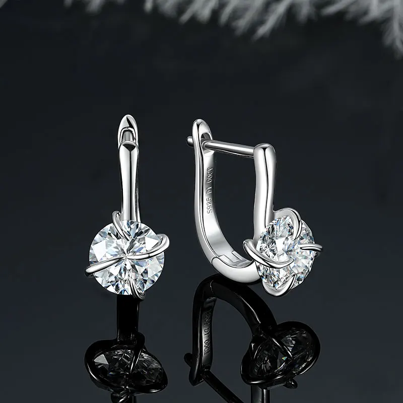 

Серьги-кольца IOGOU 2026 Trend с муассанитом 1.0 карата (6.5 мм), круглой огранки D, сертифицированные, из стерлингового серебра 925 пробы, изысканные свадебные украшения для женщин